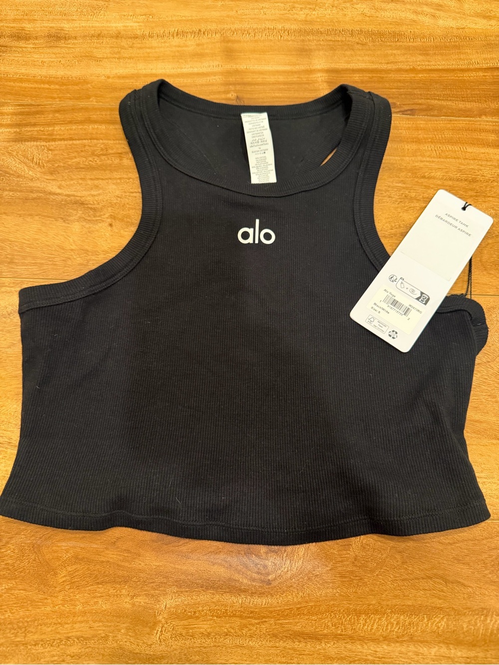 ALO Yoga Black Ribbed Cropped Tank Top